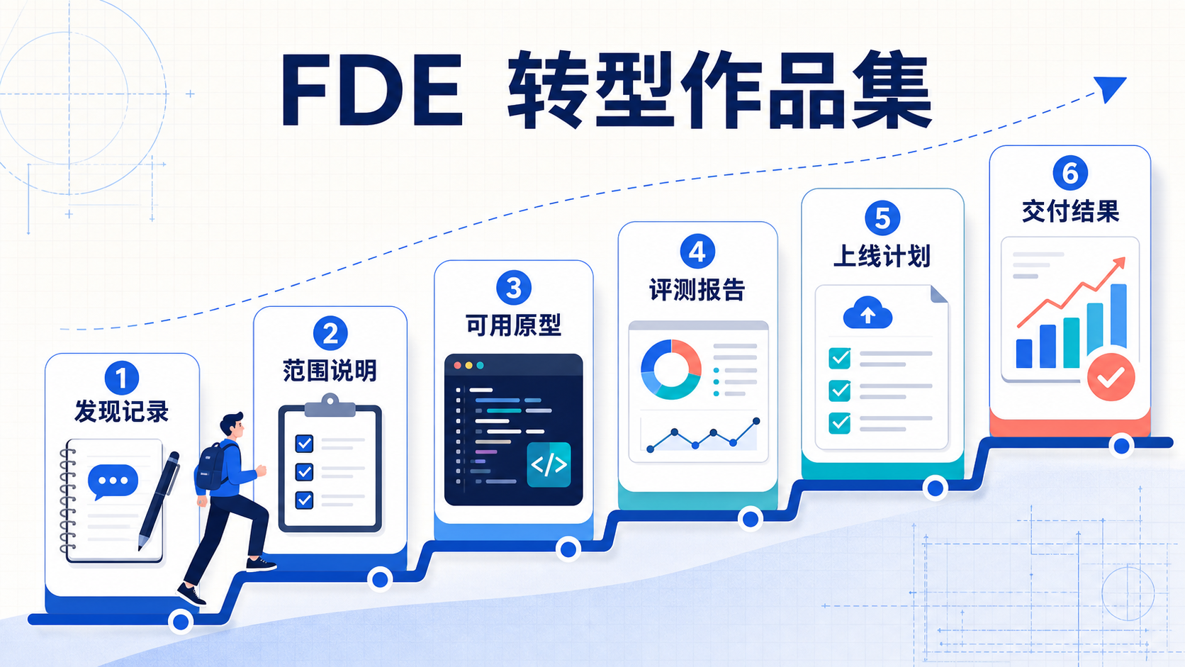 FDE 转型作品集从发现记录到交付结果的信息图